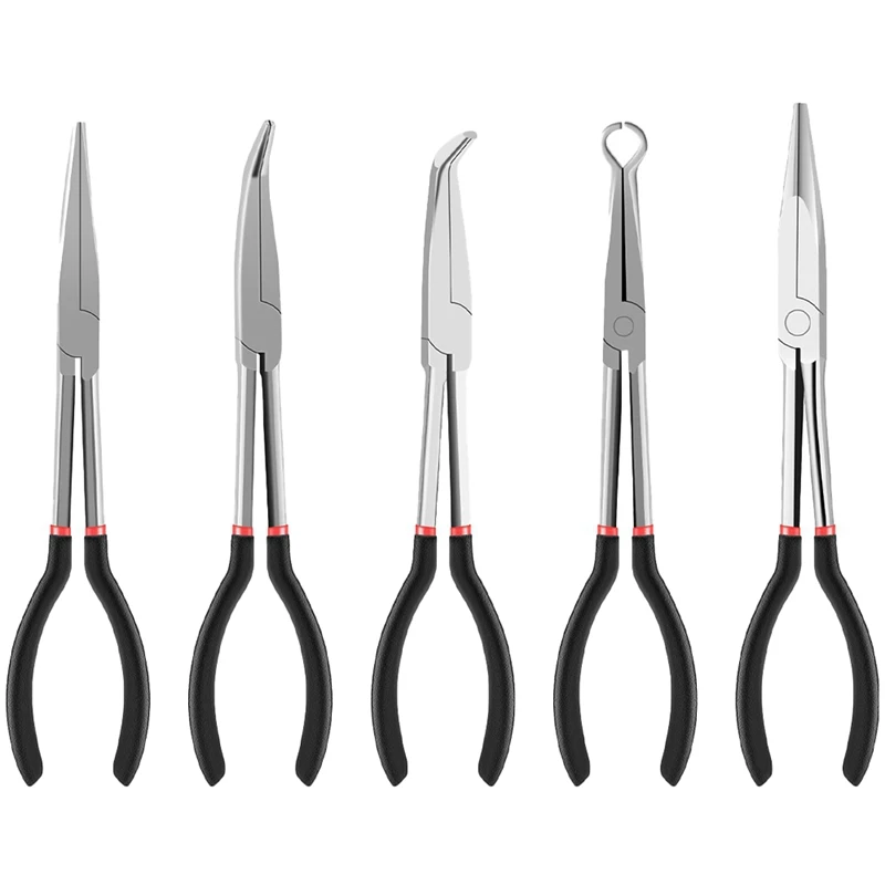 Extended Handle Needle-Nose Pliers 5-Piece Set Spare Parts Elbow O-Shaped Pliers 25/45/90 Degree Bent-Nose Pliers Hand Tools
Extended Handle Needle-Nose Pliers 5-Piece Set Spare Parts Elbow O-Shaped Pliers 25/45/90 Degree Bent-Nose Pliers Hand Tools