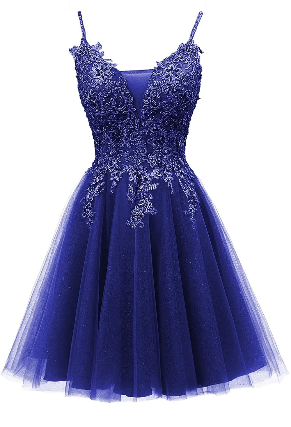 

Royal Blue Homecoming Dresses A Line Tulle Spaghetti Straps Prom Lace Cocktail Dress Short Formal Graudation Party Gowns Corset