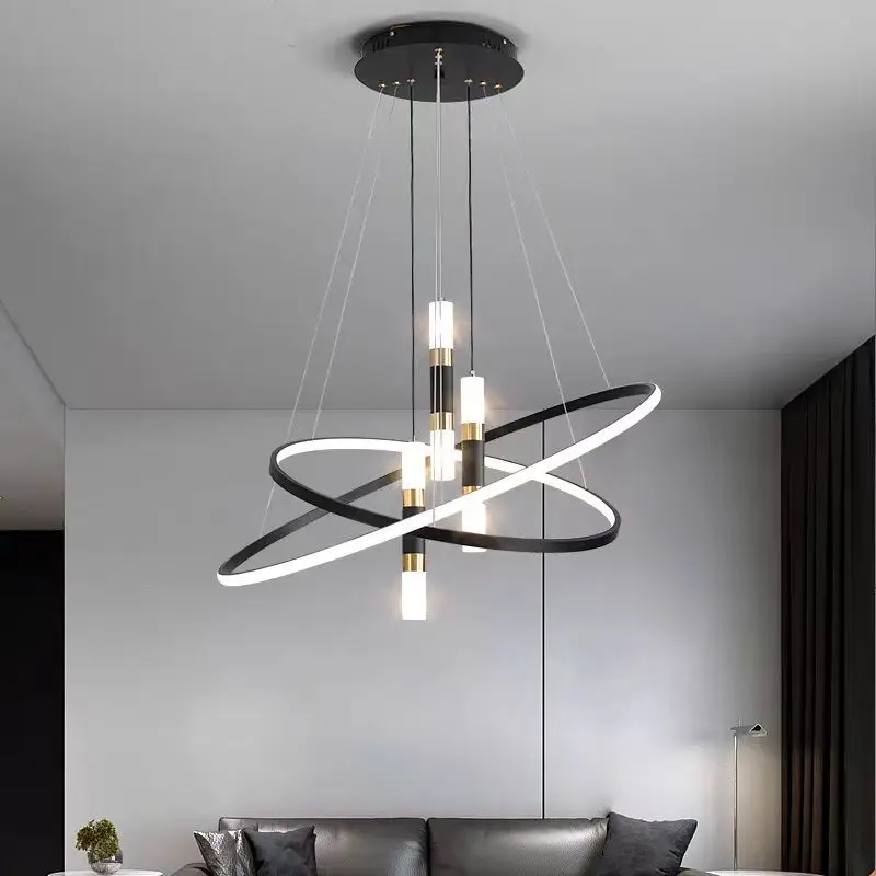 

Nordic Geometric Circle Design Led Pendant Lights Dimmable for Living Dining Room Kitchen Island Bedroom Home Decor Chandelier