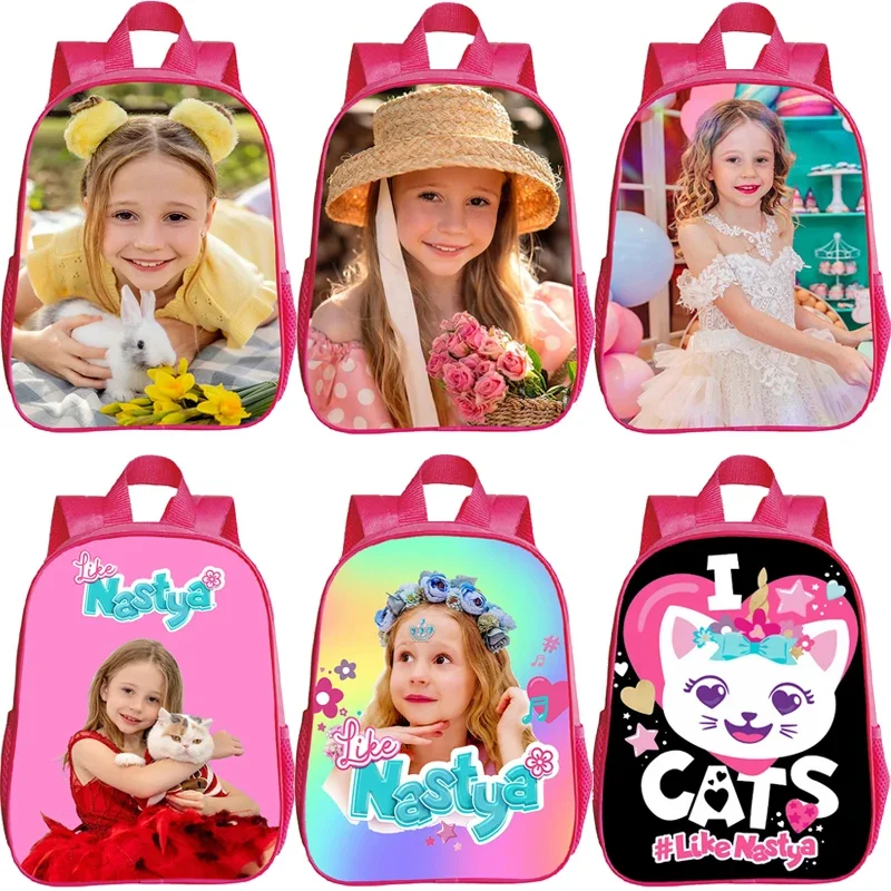 

Pink Bag Like Nastya Print Backpack Kindergarten Bags Kids Primary School Bag Girls Bookbag Children Waterproof Rucksack gift