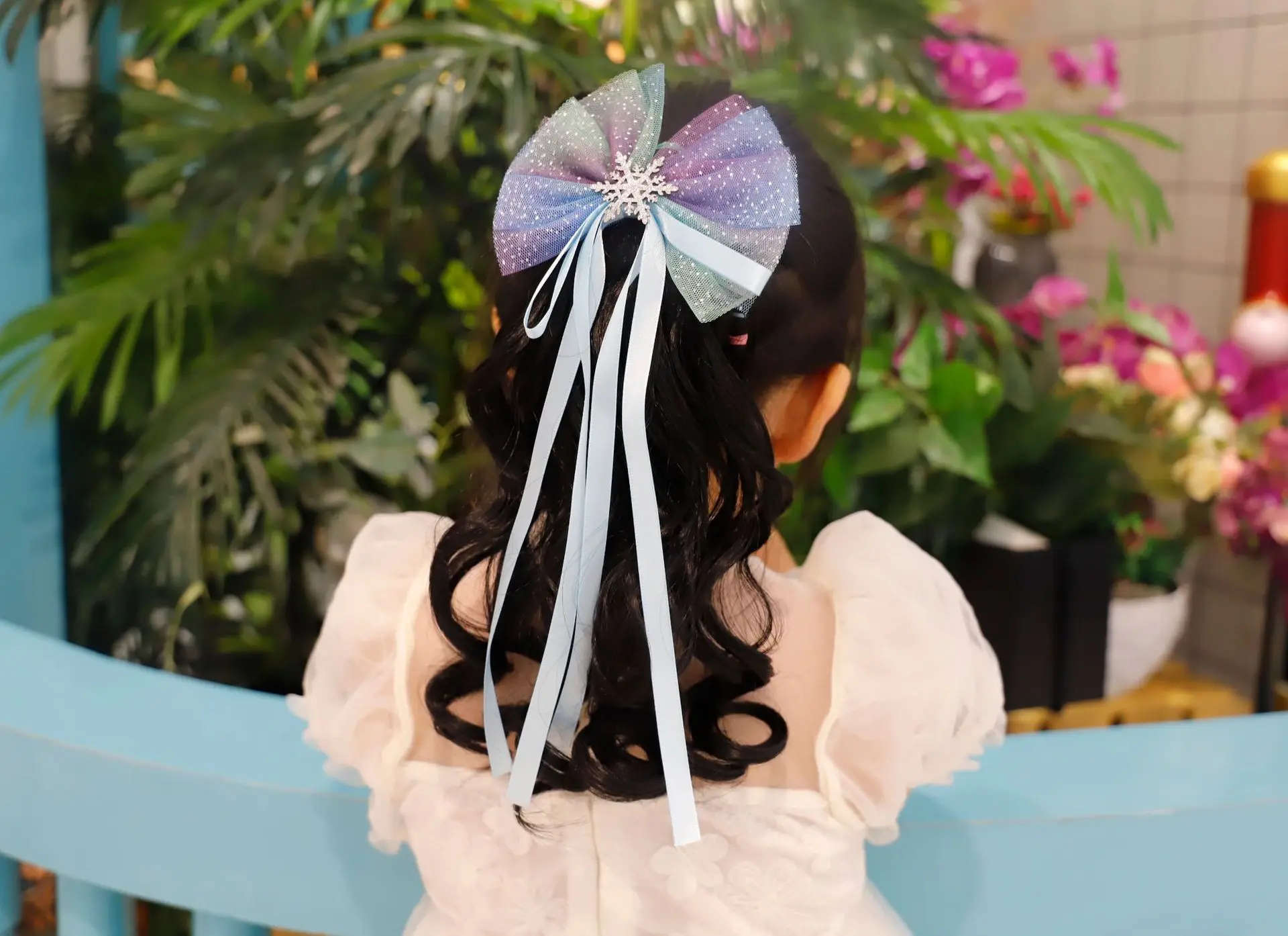 

25cm bow curly hair ponytail children's curly hair headwear bow children's wig natural synthetic fiber ponytail braid