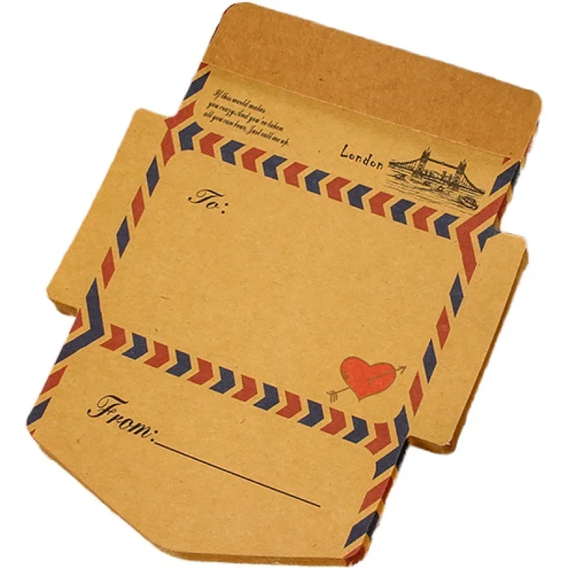 

45 Sheets Kraft Paper Memo Pads Vintage Foldable Envelopes Letter Writing Message Notes Postcards Invitation Card Cover Office