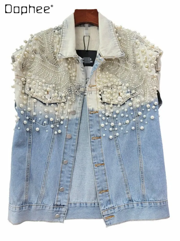 Streetwear Diamond Beaded Blue Denim Vest Femme 2023 Autumn New European Loose Sleeveless Slimming Washed Denim Coat for Women
Streetwear Diamond Beaded Blue Denim Vest Femme 2023 Autumn New European Loose Sleeveless Slimming Washed Denim Coat for Women