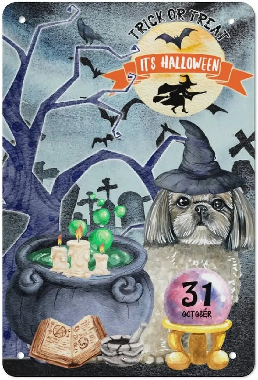 Halloween Metal Tin Sign - Halloween Trick or Treat - Retro Vintage Dog Metal Tin Sign for Man Cave, House, Home or
Halloween Metal Tin Sign - Halloween Trick or Treat - Retro Vintage Dog Metal Tin Sign for Man Cave, House, Home or