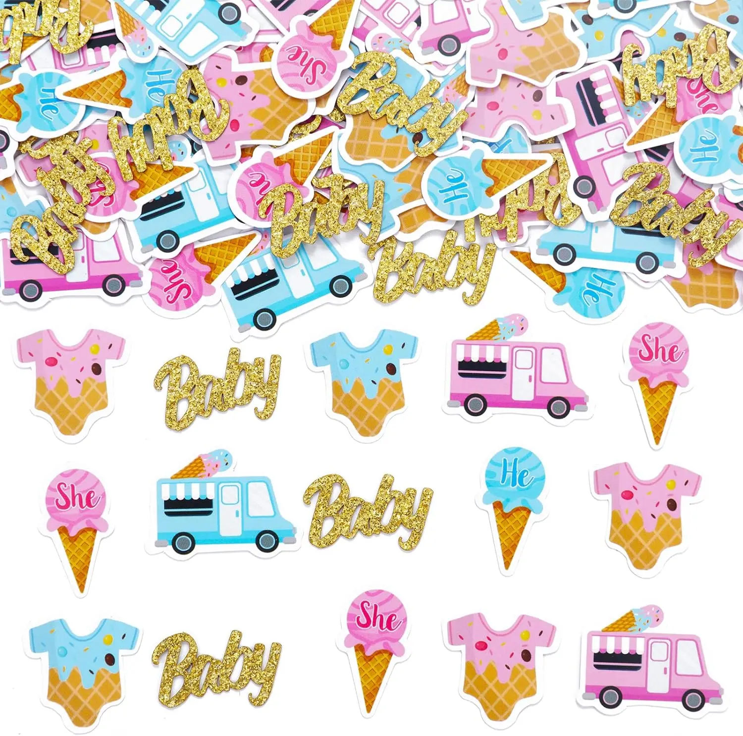 Ice Cream Theme Boy or Girl Gender Reveal Decor Double Sided Printing Paper Confetti Scatter Table Decor Pregnancy Baby Shower
Ice Cream Theme Boy or Girl Gender Reveal Decor Double Sided Printing Paper Confetti Scatter Table Decor Pregnancy Baby Shower