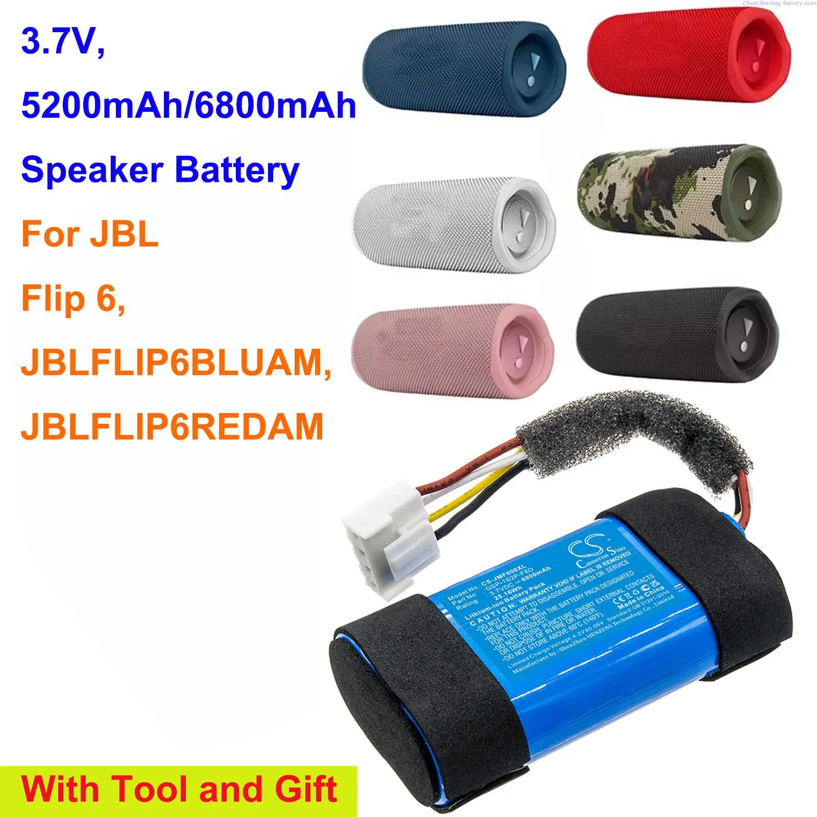 5200mAh/6800mAh Speaker Battery GSP-1S2P-F6D for JBL Flip 6, JBLFLIP6BLUAM, JBLFLIP6REDAM
5200mAh/6800mAh Speaker Battery GSP-1S2P-F6D for JBL Flip 6, JBLFLIP6BLUAM, JBLFLIP6REDAM