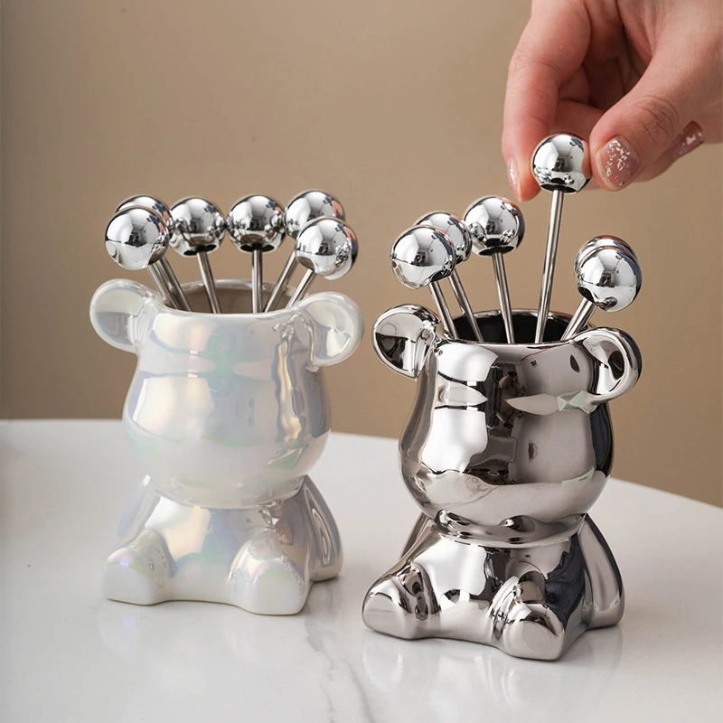 6 Pcs Stainless Steel Dessert Forks With Storage Jar Cute Bear Utensils For Party Tasting Dessert Fruit Salad Friends Gifts
6 Pcs Stainless Steel Dessert Forks With Storage Jar Cute Bear Utensils For Party Tasting Dessert Fruit Salad Friends Gifts