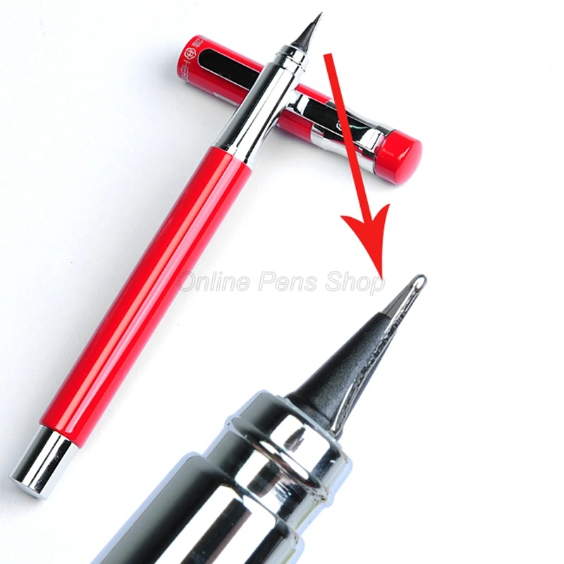 

Hero Iridium Nib 0.5mm Steel Red Fountain Pen 360 Degree Inking Pens Office Home School For Writing Ink Pen HF008