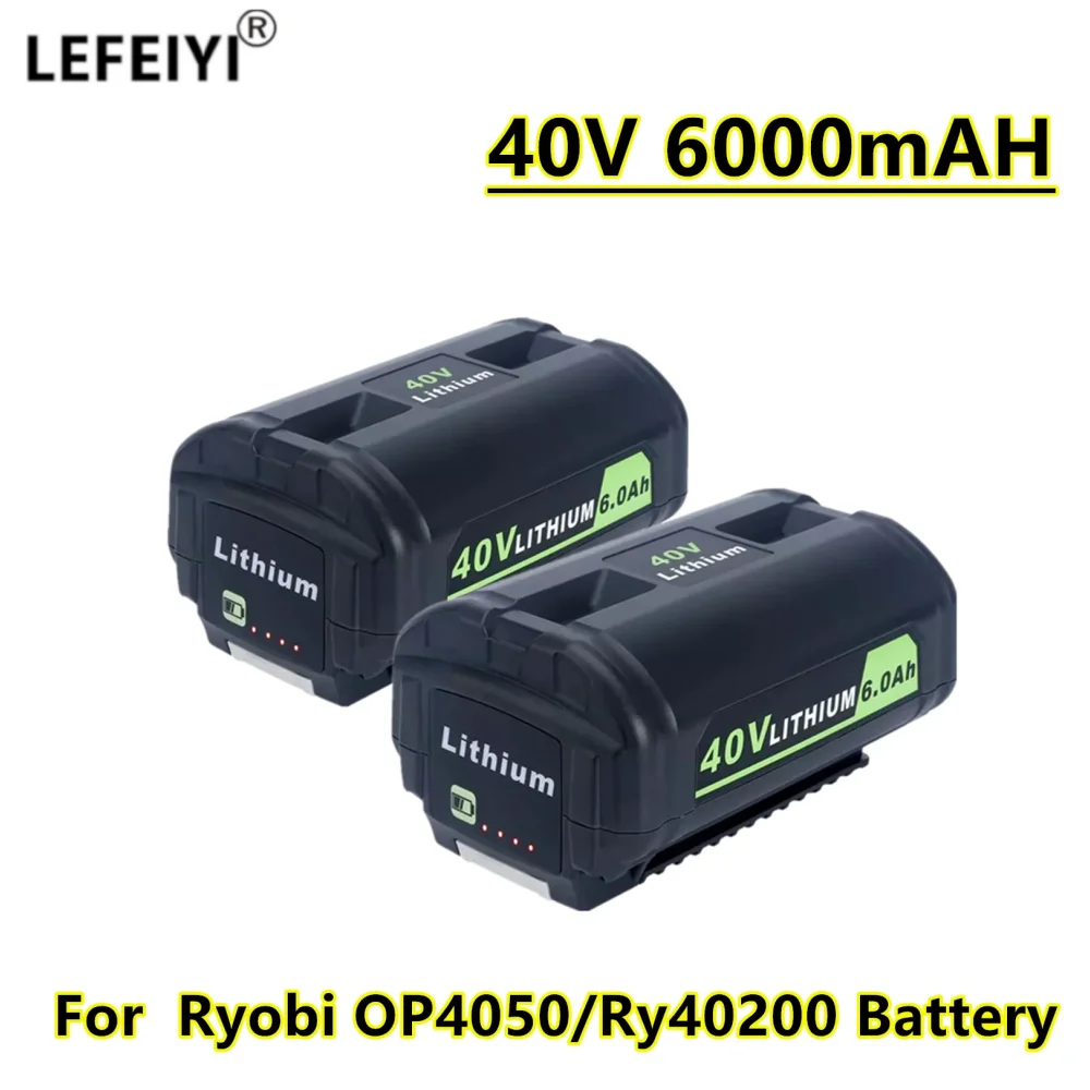 

LEFEIYI 6000mAh 40V Li-ion Battery OP40401 OP4050A for Ryobi OP4050 RY40502 RY40200 RY40400 Power Tools Replacement Battery