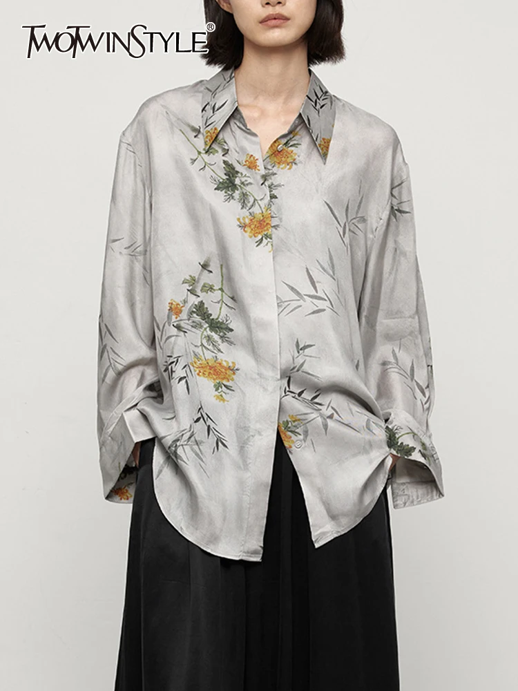 TWOTWINSTYLE Printing Elegant Shirt For Women Lapel Long Sleeve Patchwork Single Breasted Vinatge Temperament Blouse Female 2023
TWOTWINSTYLE Printing Elegant Shirt For Women Lapel Long Sleeve Patchwork Single Breasted Vinatge Temperament Blouse Female 2023