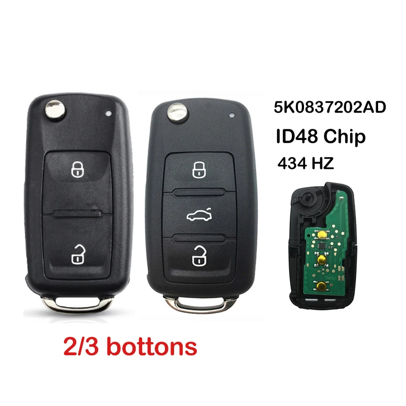 

ID48 Chip 5K0837202AD/202Q 434MHz Car Remote Key for VW Golf Tiguan Amarok Polo Passat CC SEAT Skoda Mk6 Octavia Jetta Beetle