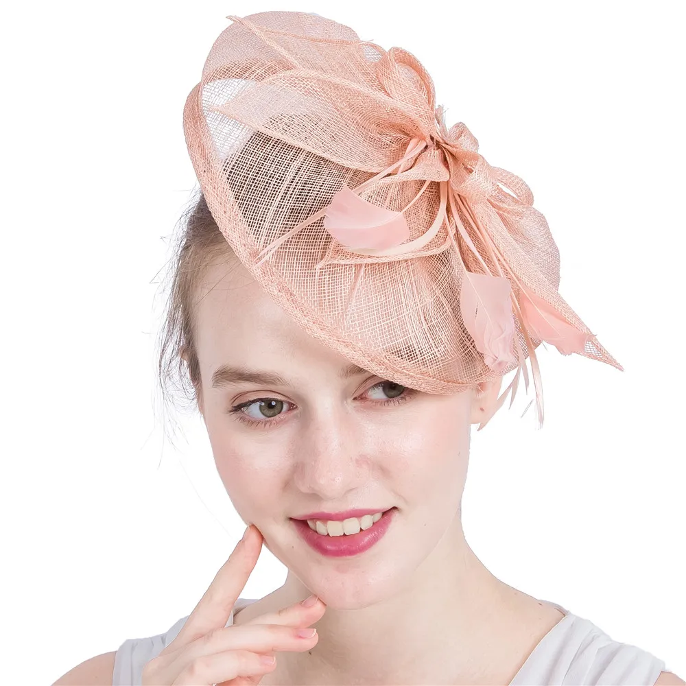 

New Nice Sinamay Hats Wedding Fascinator Women Hair Accessories For Wedding Ladies Cocktail Hat Ivory Derby Headpieces Headbands