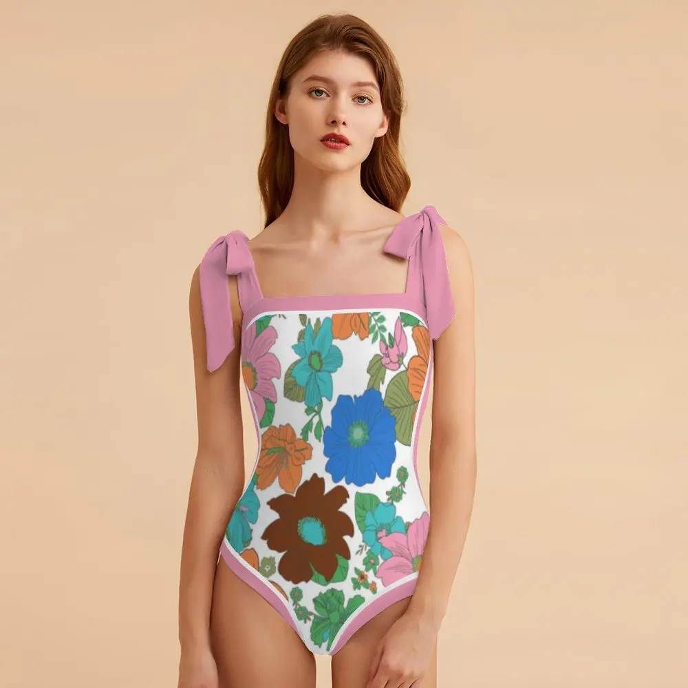 Colorful Flower Print Bikini One-Piece Cute Plus Size Swimsuit Fashion Women's High Waist Halter Strap Beachwear Surfing Wear
Colorful Flower Print Bikini One-Piece Cute Plus Size Swimsuit Fashion Women's High Waist Halter Strap Beachwear Surfing Wear