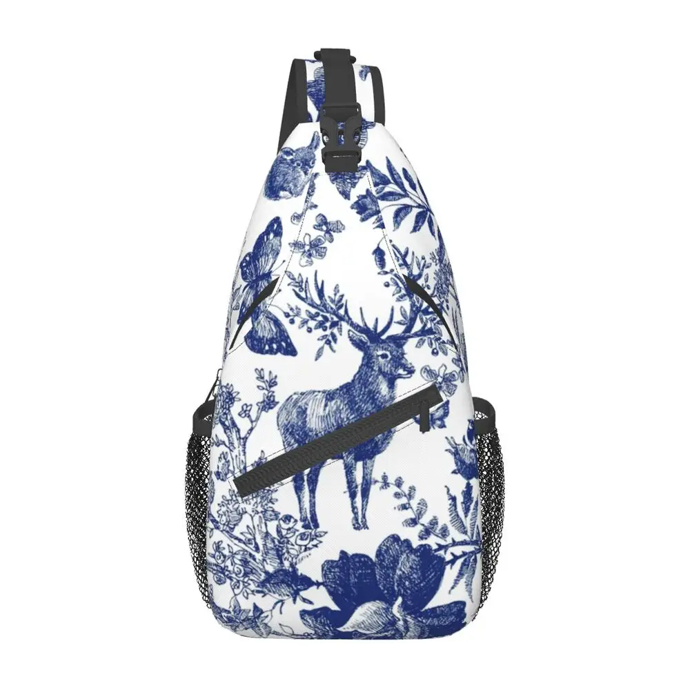 French Toile De Jouy Indigo Pattern Sling Chest Bag Vintage Animal Crossbody Shoulder Backpack for Men Cycling Camping Daypack
French Toile De Jouy Indigo Pattern Sling Chest Bag Vintage Animal Crossbody Shoulder Backpack for Men Cycling Camping Daypack