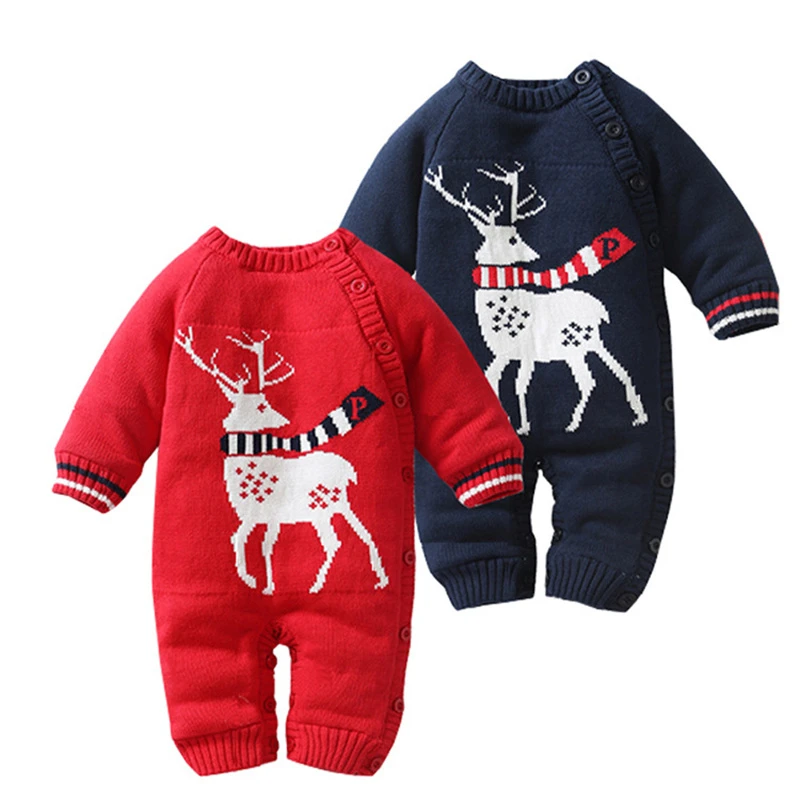 Детский вязаный свитер-комбинезон на возраст 0-18 месяцев, плотный хлопковый комбинезон с длинными рукавами и оленями, Одежда для младенцев, мальчиков и девочек на осень и зиму 
Детский вязаный свитер-комбинезон на возраст 0-18 месяцев, плотный хлопковый комбинезон с длинными рукавами и оленями, Одежда для младенцев, мальчиков и девочек на осень и зиму