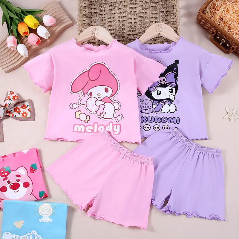 Kuromi My Melody Anime Kawaii Sanrio Short Sleeve Pajamas Summer Cute Cartoon Cinnamoroll Homewear Shirt Clothing Gifts for Kids
Kuromi My Melody Anime Kawaii Sanrio Short Sleeve Pajamas Summer Cute Cartoon Cinnamoroll Homewear Shirt Clothing Gifts for Kids