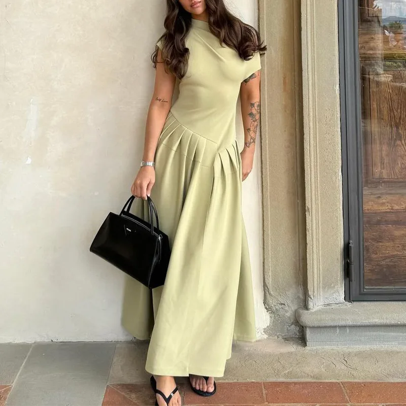 Elegant Diagonal Collar Maxi Dress For Women 2024 Summer Green Short Sleeve Patchwork Dresses Office Lady Streetwear Robe
Elegant Diagonal Collar Maxi Dress For Women 2024 Summer Green Short Sleeve Patchwork Dresses Office Lady Streetwear Robe