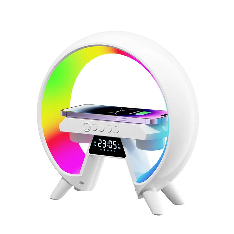 

Experience the Ultimate G6 Colorful Bluetooth Audio Clock Bedside Lamp with Wireless Charging