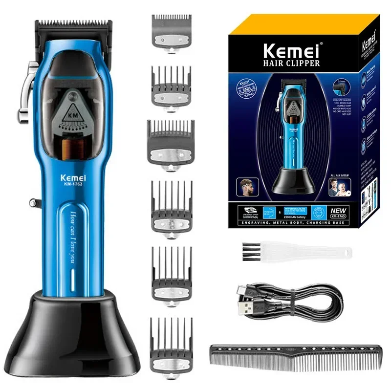 

Профессиональная машинка для стрижки волос Kemei, мужской перезаряжаемый триммер для бороды, электрическая машинка для точных волос