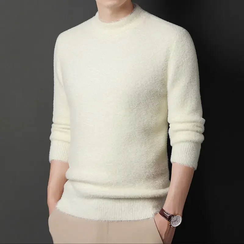 Mink Fleece Men Sweater Pullovers Thickened Half High Neck Solid Male Clothes Business Casual Autumn Winter
Mink Fleece Men Sweater Pullovers Thickened Half High Neck Solid Male Clothes Business Casual Autumn Winter