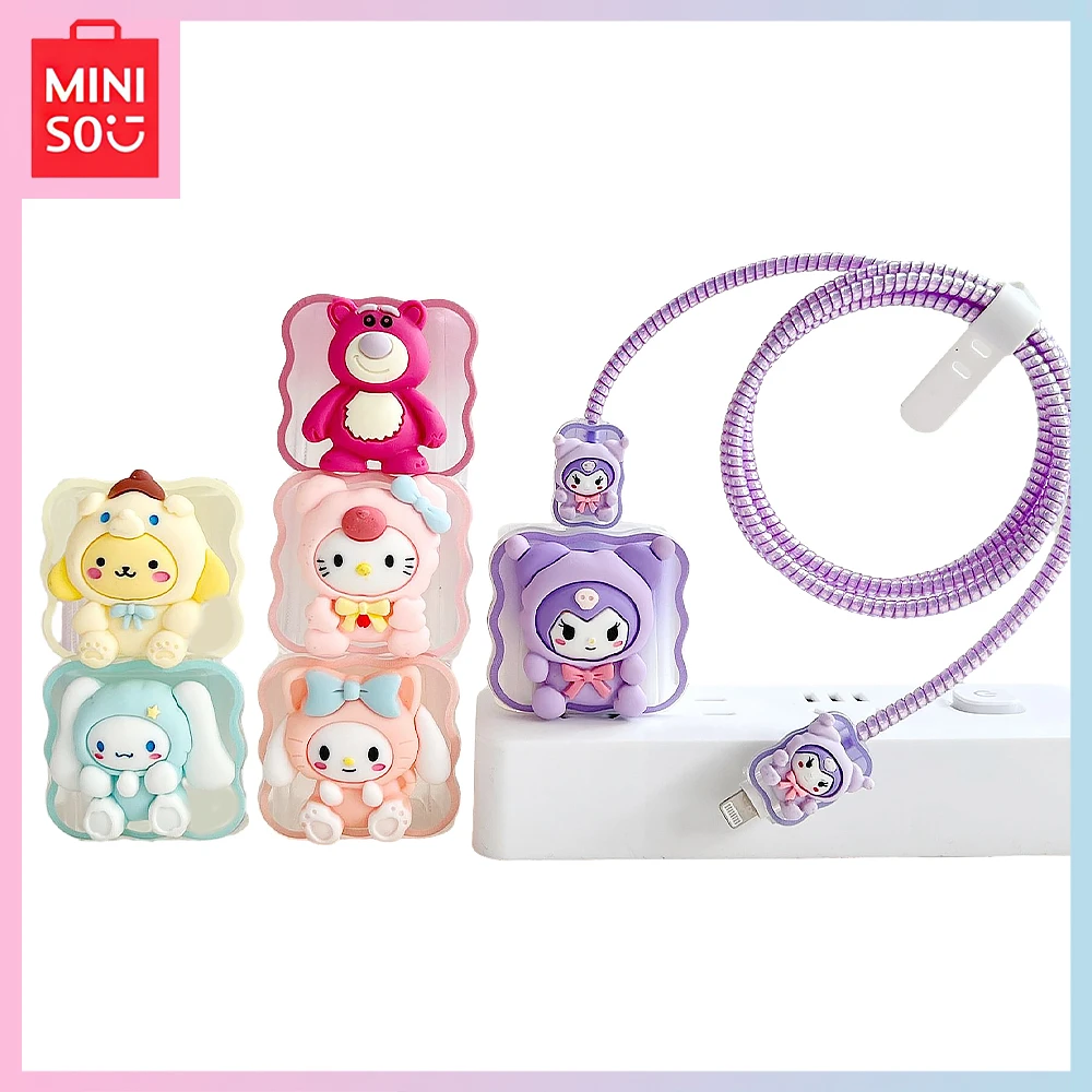 

Miniso Sanrio Hello Kitty Kawaii Cartoon Iphone Phone Charger Case Wavy 18/20W Charging Head Data Cable Case Girls Birthday Gift