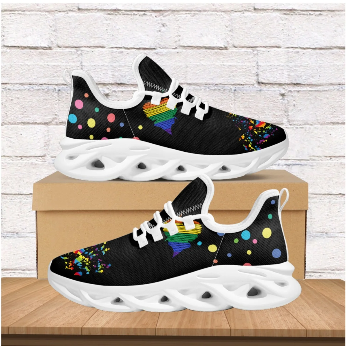 Colorful Dot LGBT Flag Print Sneakers Women's Lace-Up Casual Flat Shoes Wear-Resistant Non-Slip Fashion Vulcanized Shoes Zapatos
Colorful Dot LGBT Flag Print Sneakers Women's Lace-Up Casual Flat Shoes Wear-Resistant Non-Slip Fashion Vulcanized Shoes Zapatos
