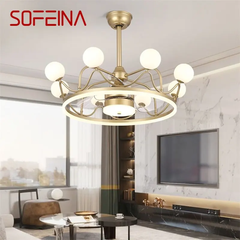 

SOFEINA Ceiling Lamps With Fan Gold With Remote Control 220V 110V LED Fixtures For Rooms Living Room Bedroom Restaurant