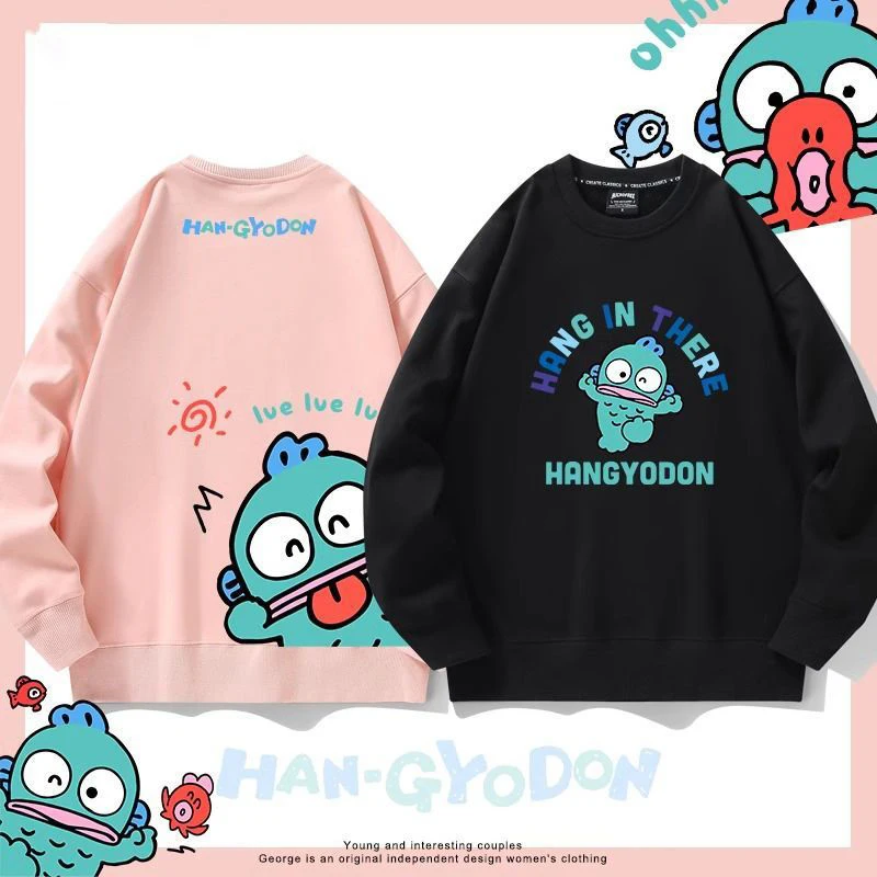 Милые хлопковые толстовки Sanrio Hangyodon с мультяшным рисунком, обычный или флисовый теплый повседневный Свободный Топ с круглым вырезом для осени и зимы
Милые хлопковые толстовки Sanrio Hangyodon с мультяшным рисунком, обычный или флисовый теплый повседневный Свободный Топ с круглым вырезом для осени и зимы