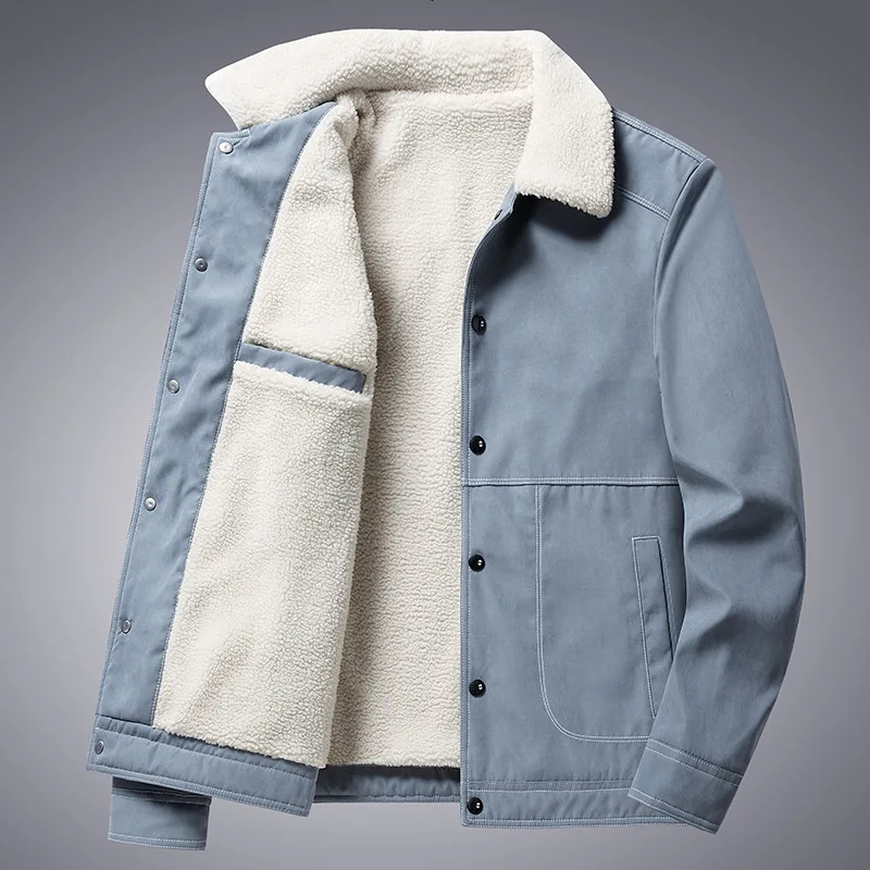 

Boys Blue Long Sleeve Coat Warm Oversized Fleece Jacket Xxxxl Men Winter Casual Windbreaker Large Size Button Up Top Jackets 3xl
