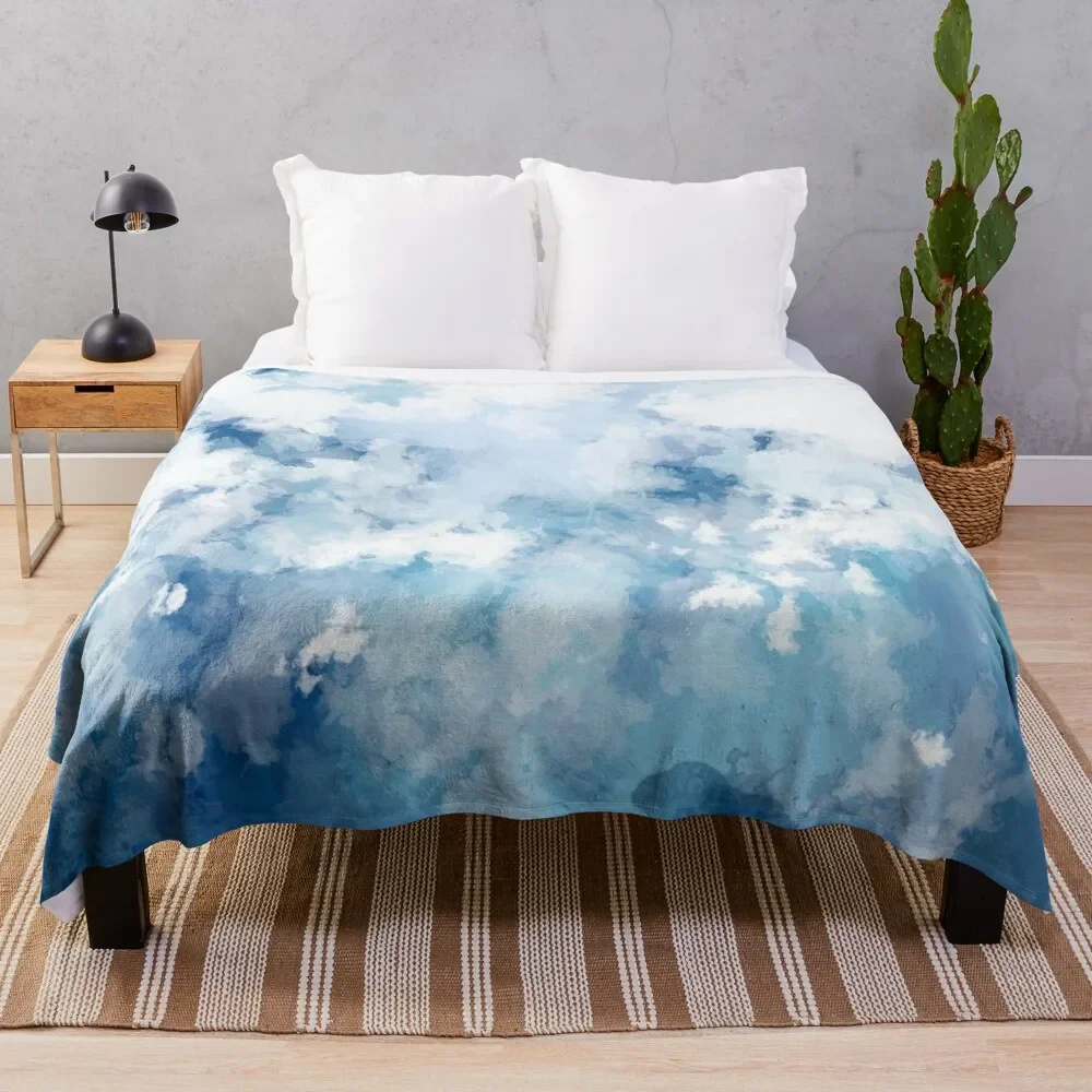 

Light blue cloud pattern Throw Blanket warm winter Luxury Thicken blankets and throws christmas decoration Fluffy Softs Blankets