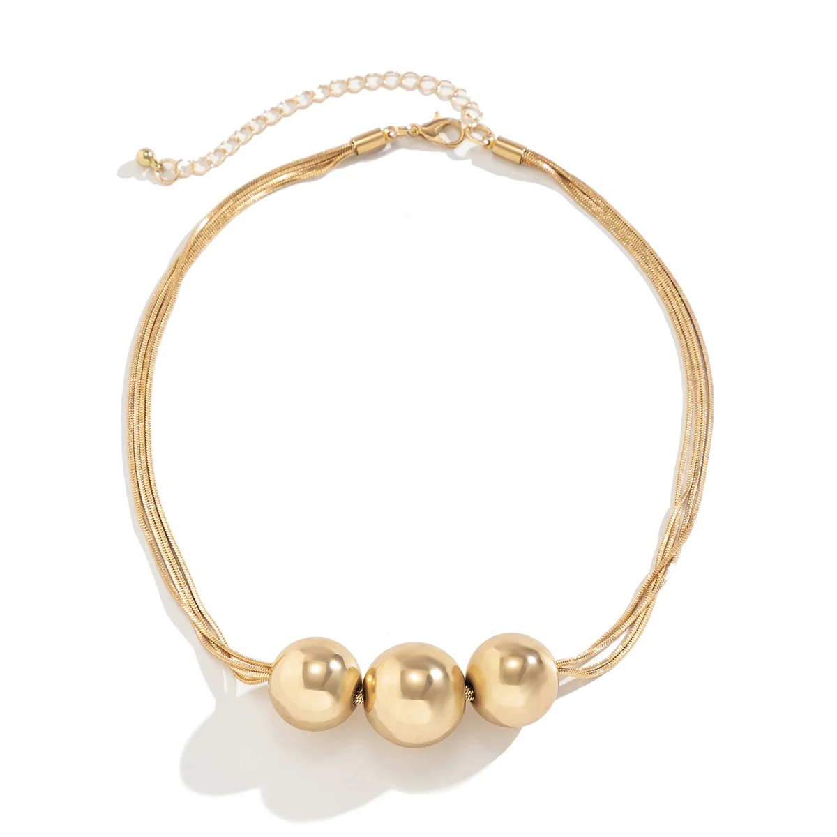 

Exaggerated Big Beads Gold Large Circle Ball Pendant Choker Necklace for Women Metal Necklace Collar