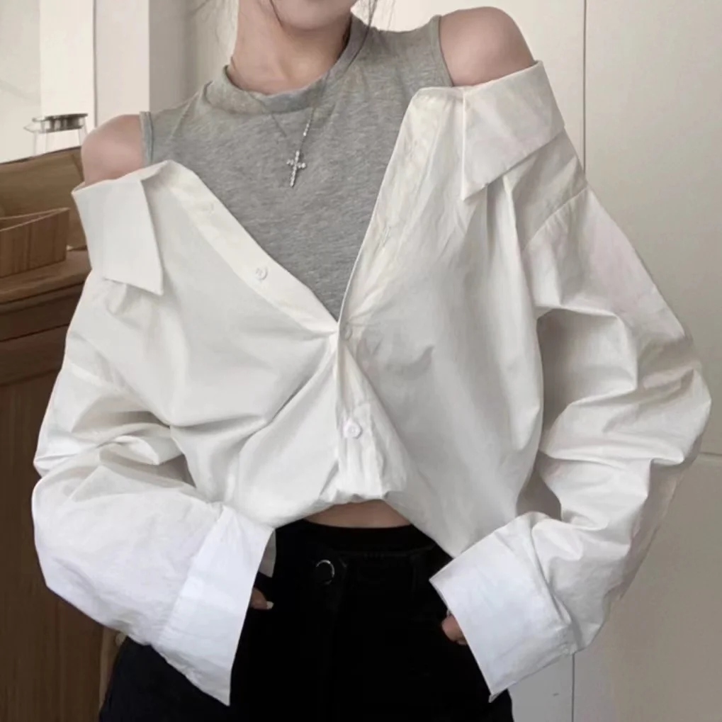 Fake Two Pieces Blouse Women Shirts 2023 Autumn New Fashion Long Sleeve Knit Vest Patchwork Tops Korean Style Button Up Blouses
Fake Two Pieces Blouse Women Shirts 2023 Autumn New Fashion Long Sleeve Knit Vest Patchwork Tops Korean Style Button Up Blouses