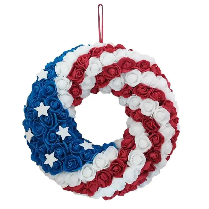 

4th Of July Wreaths For Door American Flag Garland Decoration 4Th Of July Wreath For Veterans Independence Patriotic Day