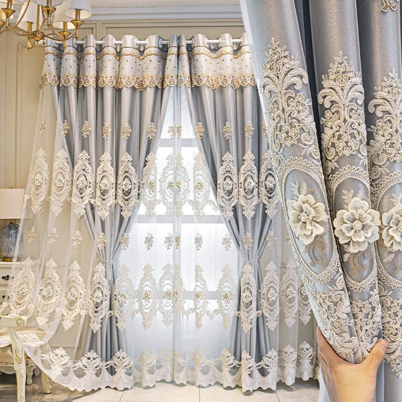 Custom Double-Layer Curtain Sets for Living Room Bedroom European Style Curtain Cloth Tulle Relief Embroidery Window Decor
Custom Double-Layer Curtain Sets for Living Room Bedroom European Style Curtain Cloth Tulle Relief Embroidery Window Decor