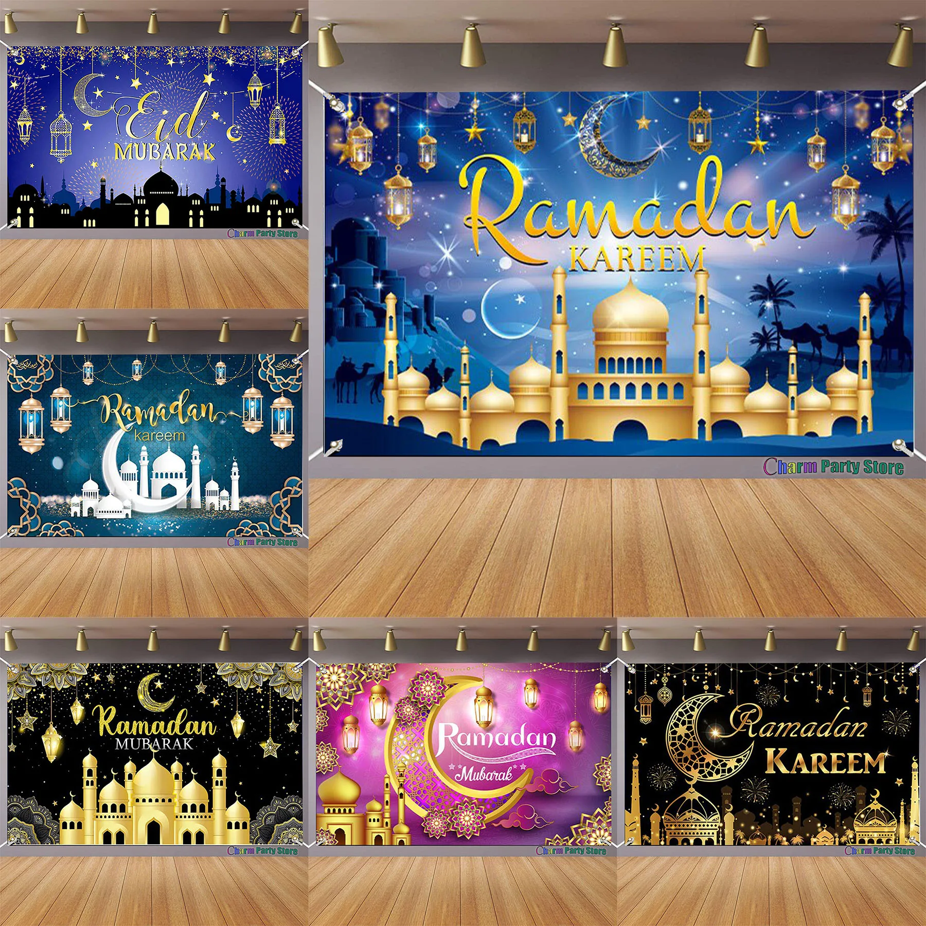 Charm Eid Mubarak Backdrops for Photography EID Al Adha Moon Lamp Muslim Ramadan Islam Mosque Eid Backgrounds Photo Studio Props
Charm Eid Mubarak Backdrops for Photography EID Al Adha Moon Lamp Muslim Ramadan Islam Mosque Eid Backgrounds Photo Studio Props