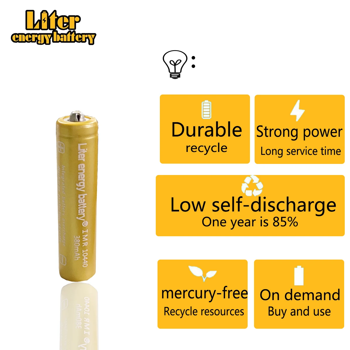 

40pcs Liter energy battery 3.7V 380mAh High Capacity 10440 Li-ion Rechargeable AAA Battery for LED Flashlights Headlamps