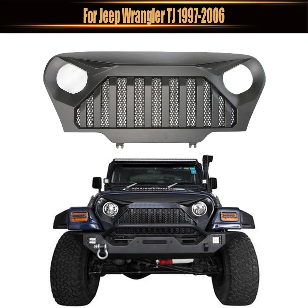 

For Jeep Wrangler TJ 1997-2006 Auto 4X4 Off Road Parts Mesh Trim Grilles Car Racing Grill Cover Front Bumper Hood Grille Cover