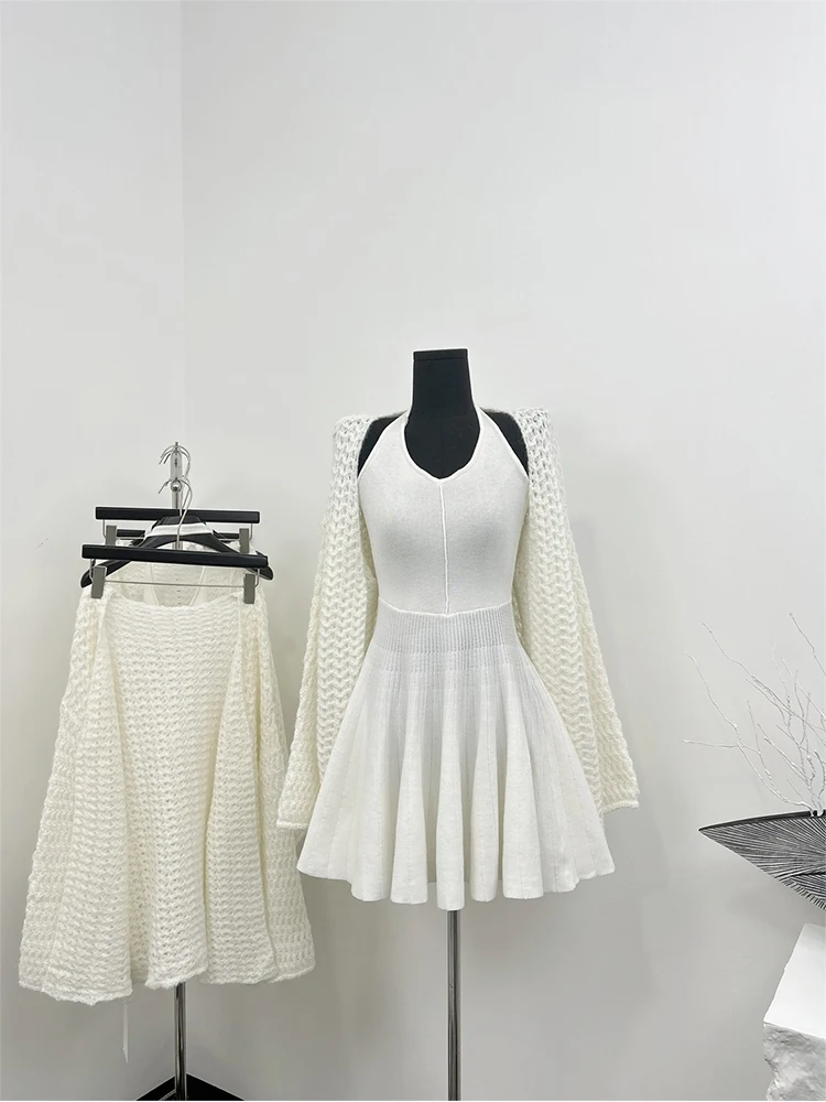 Summer Women Vintage Knit Dress French Halter Frocks Gyaru A-line Pleated One-Piece Party Evening Prom Gown 2000s Aesthetic New
Summer Women Vintage Knit Dress French Halter Frocks Gyaru A-line Pleated One-Piece Party Evening Prom Gown 2000s Aesthetic New