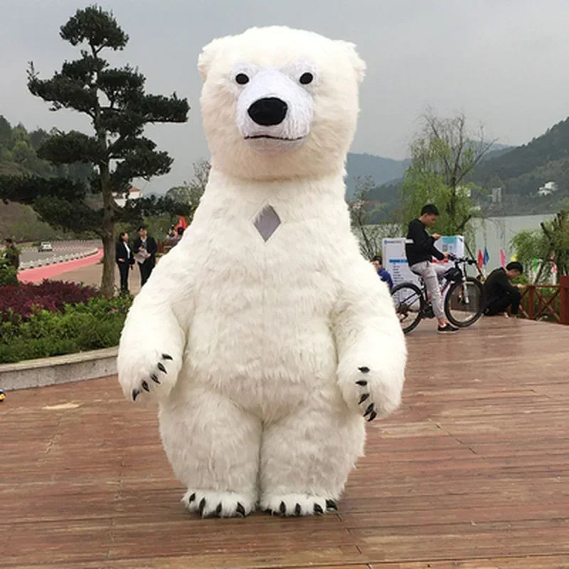 

10ft Giant Inflatable Polar Bear Costume Adult Blow Up Fur Plush Mascot Suit Animal Character Inflated Garment for Events Party