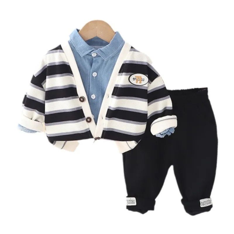 New Spring Autumn Baby Clothes Suit Children Boys Striped Jacket Shirt Pants 3Pcs/Sets Toddler Casual Costume Kids Tracksuits
New Spring Autumn Baby Clothes Suit Children Boys Striped Jacket Shirt Pants 3Pcs/Sets Toddler Casual Costume Kids Tracksuits