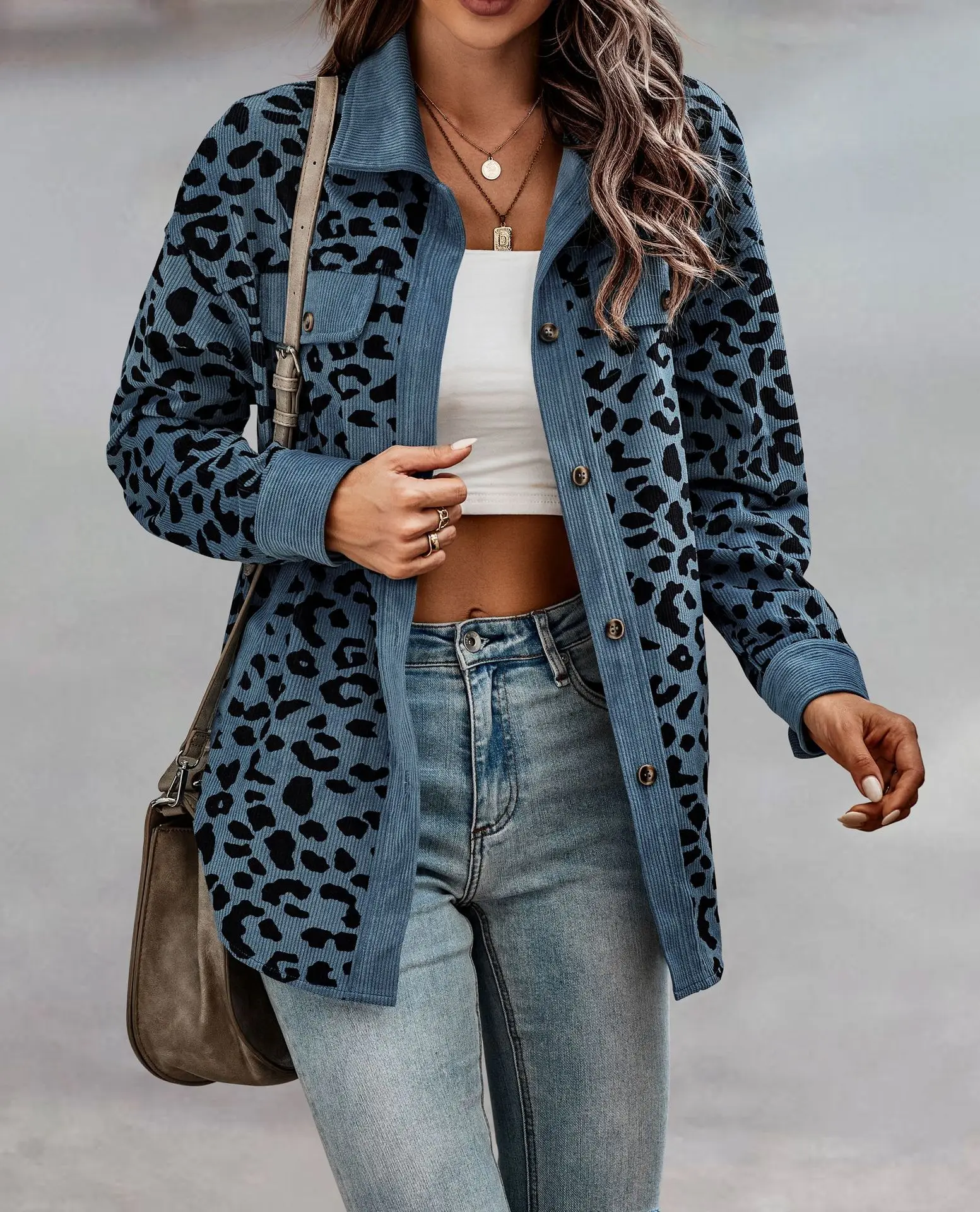 2022 Autumn Women Jackets and Coats Full Sleeve Leopard Color Print Pockets Single Button Corduroy Winter Female Outwear C3886
2022 Autumn Women Jackets and Coats Full Sleeve Leopard Color Print Pockets Single Button Corduroy Winter Female Outwear C3886