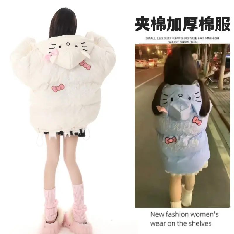 2023 Autumn and Winter Anime New Hello Kitty Parkas Sanrio Kawaii Thickened Cotton Padded Coat Warm Loose Coat Women's Clothing
2023 Autumn and Winter Anime New Hello Kitty Parkas Sanrio Kawaii Thickened Cotton Padded Coat Warm Loose Coat Women's Clothing