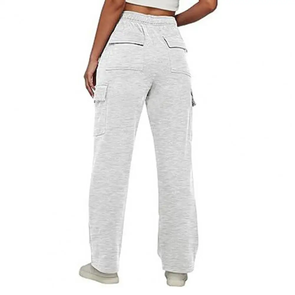

Женские брюки с несколькими карманами, удобные брюки-карго с высокой талией и широкими штанинами для женщин с несколькими карманами