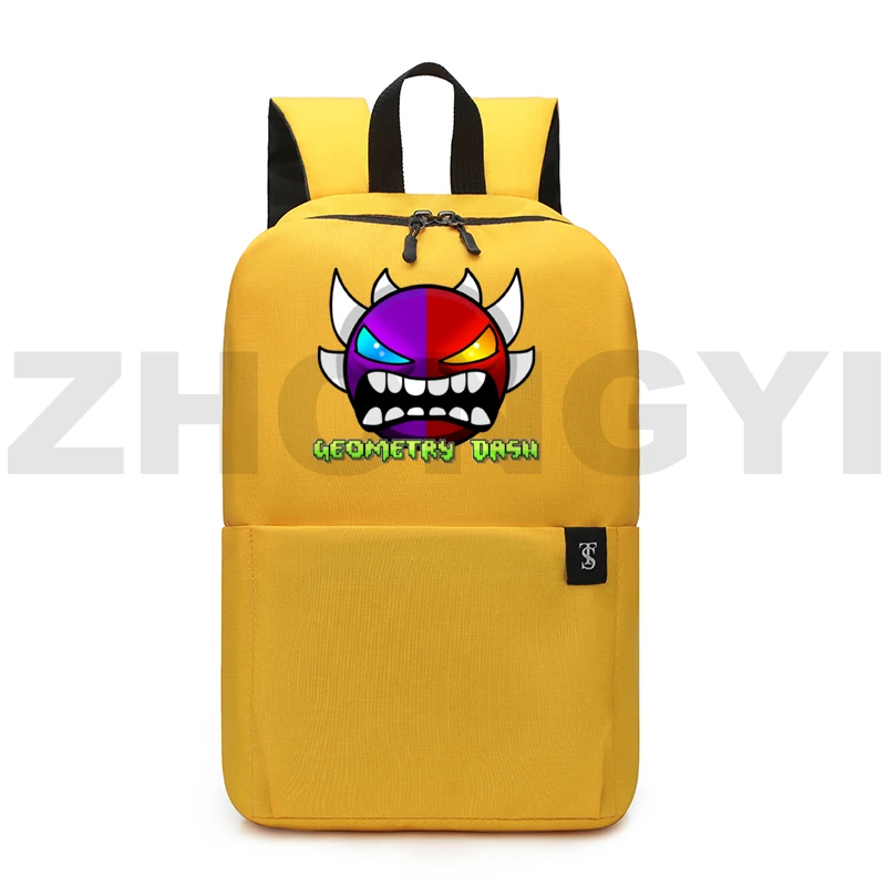 

Top Quality Angry Geometry Dash School Back Pack for Boys Merch Trendy Canvas Shoulder Bag Large Urban Executive Backpack Men