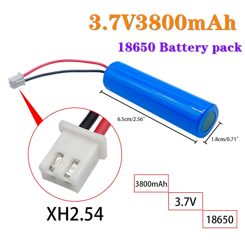 

Free shipping 3.7V lithium ion rechargeable battery 3800 MAH 18650 with replacement socket emergency lighting xh2.54 line