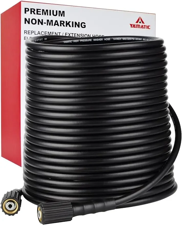 

New Pressure Washer Hose 100FT 1/4" Kink Free M22 Brass Fitting Power Washer Hose Replacement for Ryobi Troy Bilt Greenworks
