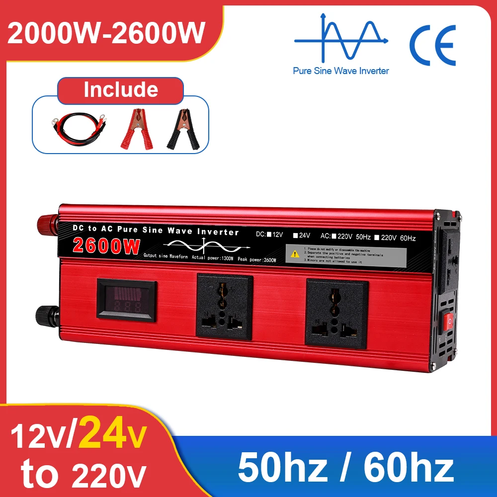 Inverter 12v 220v Pure Sine Wave 2000W 2600W Transformer Convert Multi-function Socket Converter Car inverter with LED Display
Inverter 12v 220v Pure Sine Wave 2000W 2600W Transformer Convert Multi-function Socket Converter Car inverter with LED Display