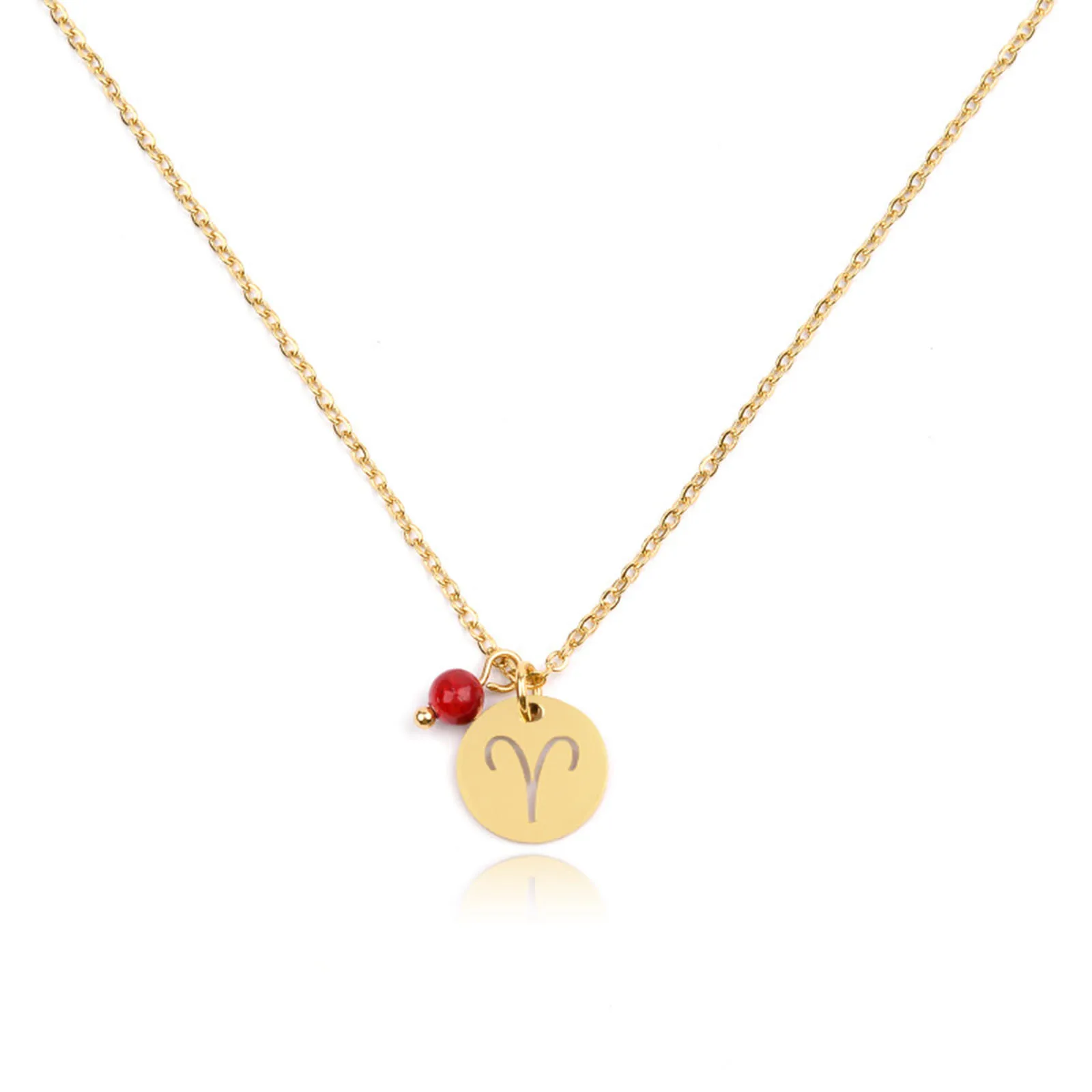 Hot 12 Constellation Necklace 304 Stainless Steel Necklace Gold Color Round Pendant with Colorful Stone Beads 40cm long, 1 Piece
Hot 12 Constellation Necklace 304 Stainless Steel Necklace Gold Color Round Pendant with Colorful Stone Beads 40cm long, 1 Piece
