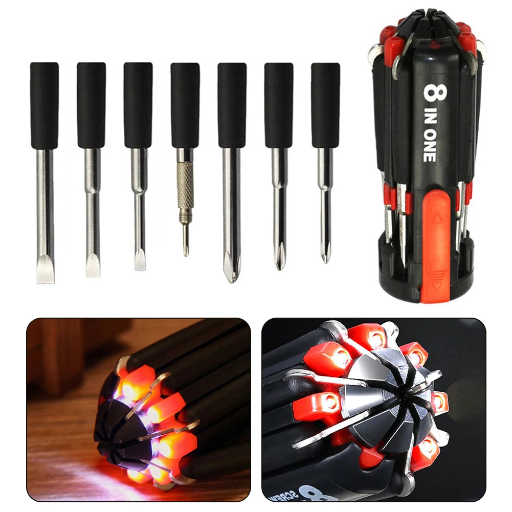 Multifunctiona Car Supplies 8in1 Screwdriver With LED Flashlight Portable For Home Multifunctional Hand Tools Accessories
Multifunctiona Car Supplies 8in1 Screwdriver With LED Flashlight Portable For Home Multifunctional Hand Tools Accessories