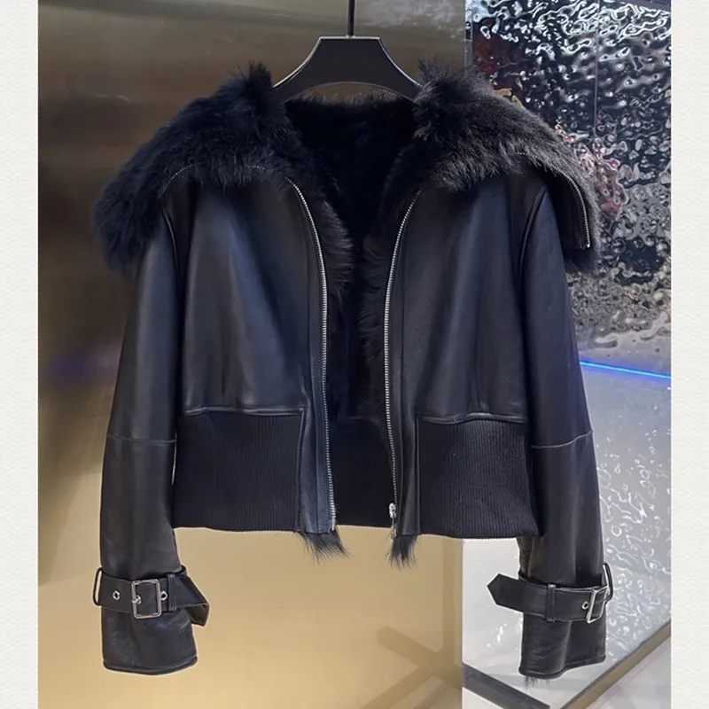 

2023 Real Fur Women Coat Natural Double-Faced Fur Sheepskin And Fur Outwear Winter Merino Sheep Fur Warm Thick Real Fur H919